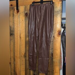 Brown Faux Leather Pants